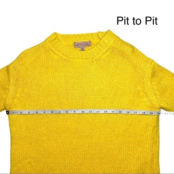 Philosophy Cozy Bright Vibrant Yellow Knit Oversized Crewneck Sweater Sz XS - Picture 7 of 13